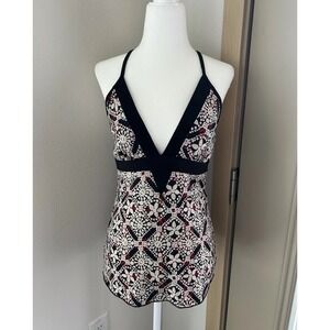 Trixxie Floral Geometric Babydoll Halter Top Retro 90s Boho Festival Indie Fairy